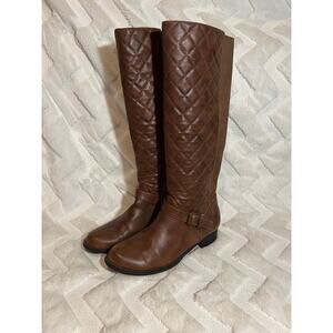 French blu brown knee high boots
